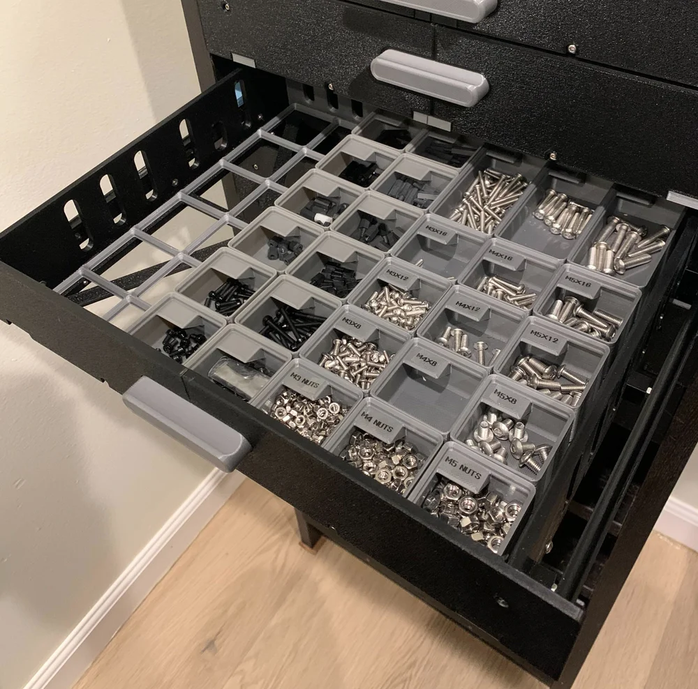 Gridfinity storage matrix inside drawer