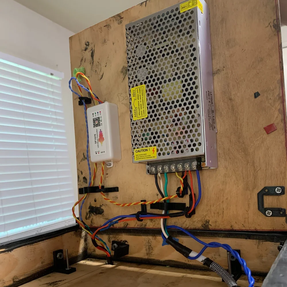 Custom 3D printed base housing power supply and Bluetooth controller
