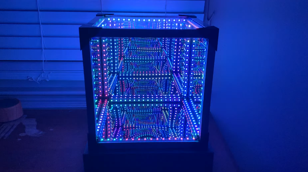 Assembly of the custom Infinity Mirror LED Hyper Cube frame