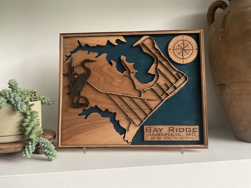 Custom wooden multi-layer topographical laser-cut map