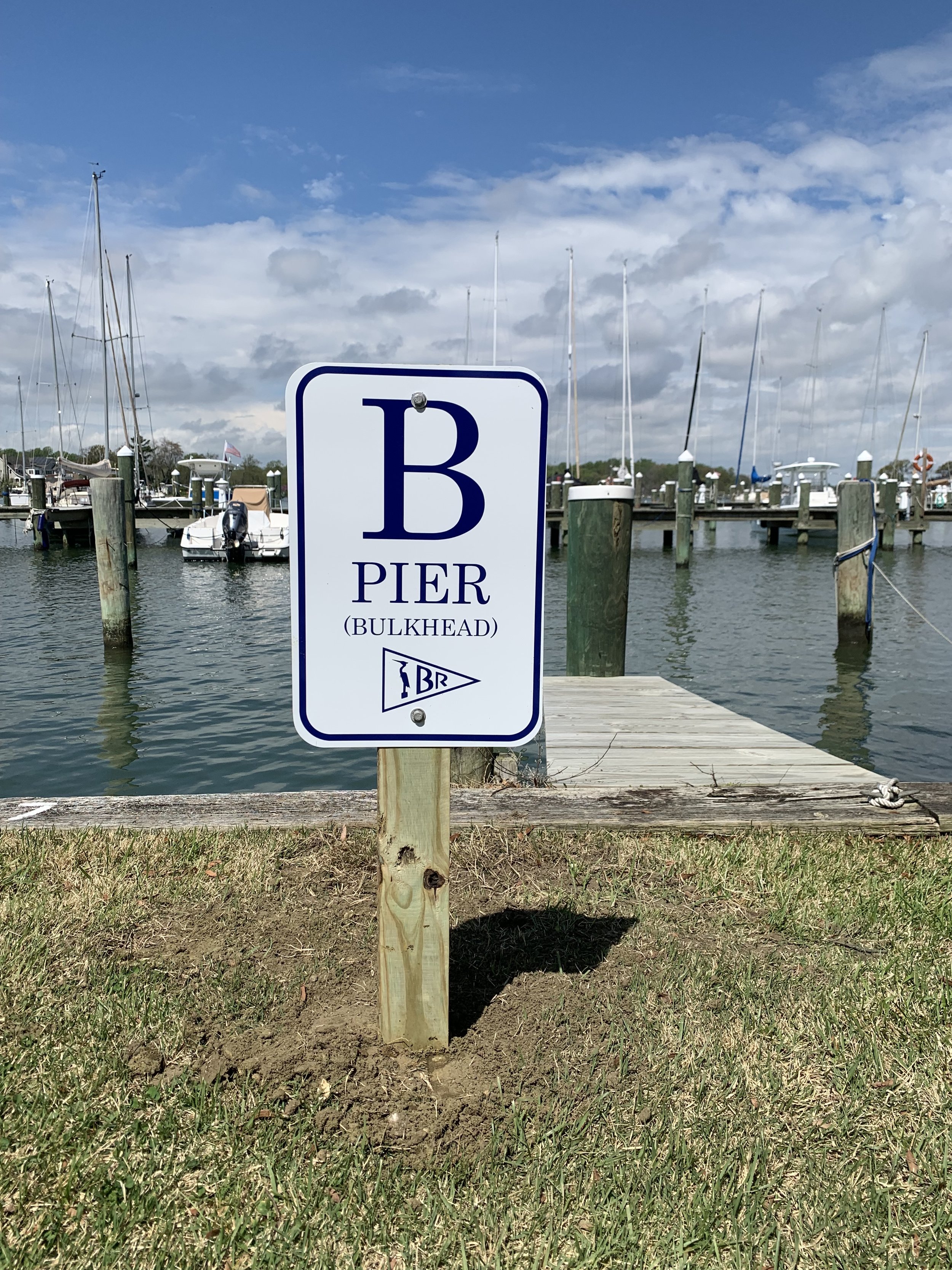 Pier B marine dock marker sign