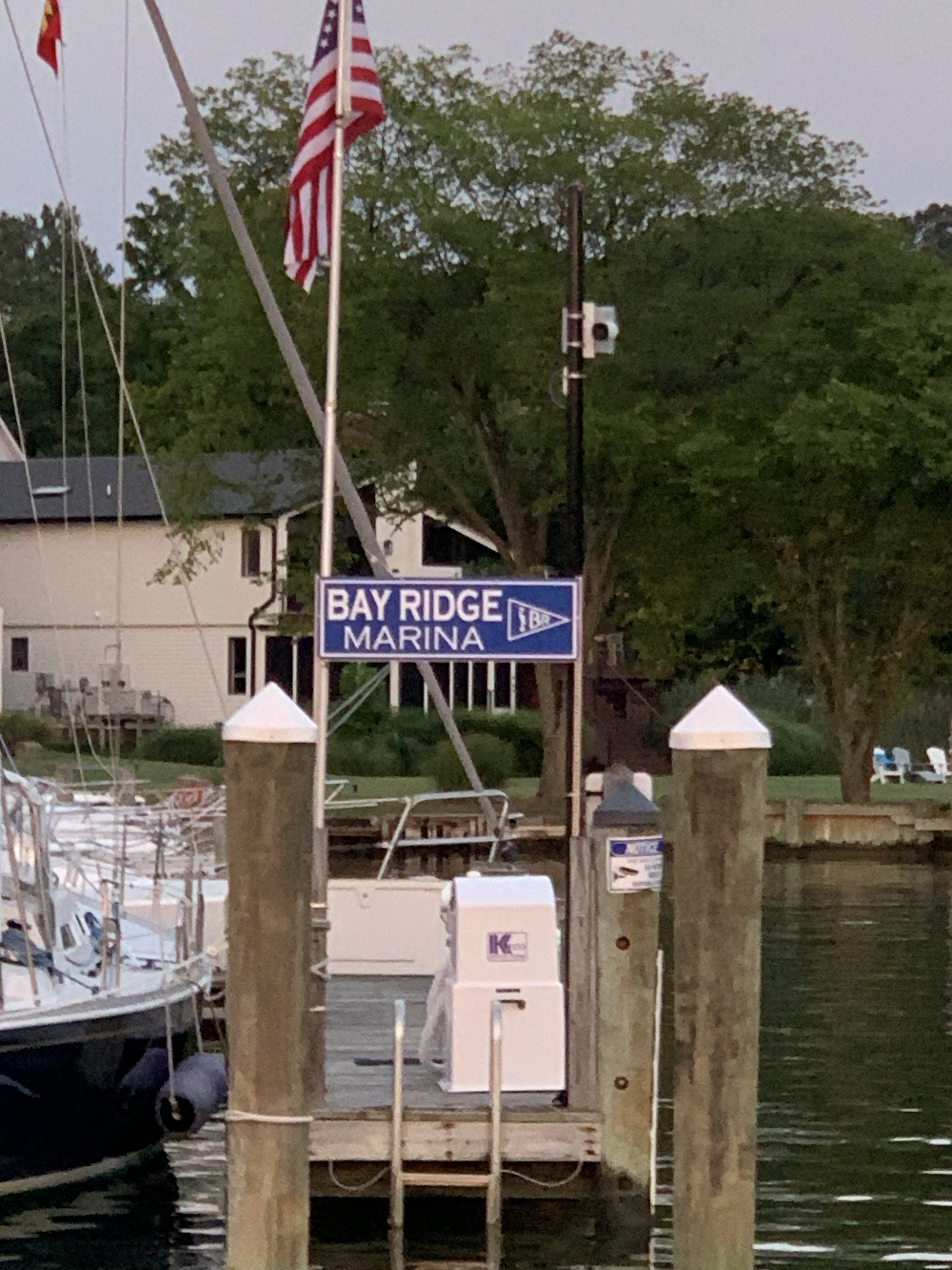 Installed CNC marina sign on pilings